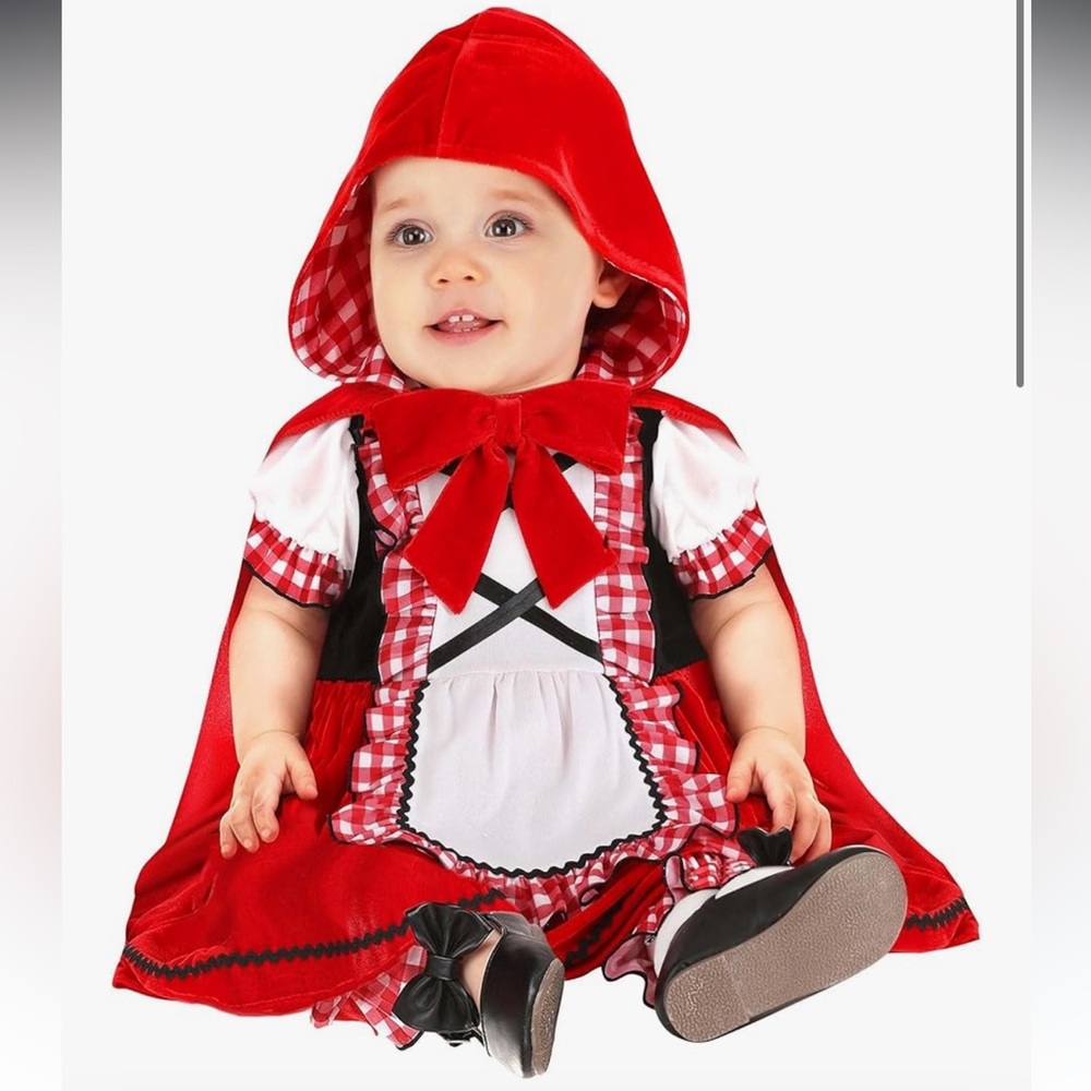 HalloweenCostumes.com Little Red Riding Hood 3pc Dress Cape Outfit 9-12M